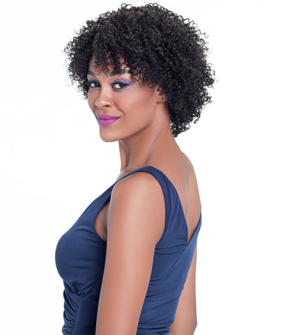 BY SLEEK ACSA SHORT TIGHT KINKY CURLY BOB WIG Virgin Brazilian human hair With side fringe. Short rounded bob has beautiful soft Cork Screw curls, made of 100% pure Virgin Hair, so it has never been chemically treated, natural colour. For natural UK black women. Available now from the Kinky Wigs store- the best online source for natural looking wigs, weaves, ponytails, clip in extensions and crochet braids. cheap hair uk