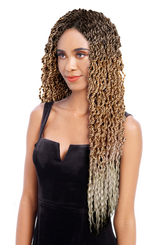 CRO LOOSE PASSION TWIST Synthetic braid FREEDOM COLLECTION BY SLEEK.  Braids in popular passion twist style. 3 bundles of hair. Fantastic value!! For UK black women. Available now from the Kinky Wigs store- the best online source for natural looking wigs, weaves, ponytails, clip in extensions and crochet braids.