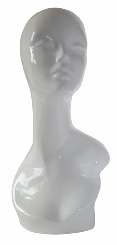 White glossy display mannequin head for wigs. For UK black women and girls.  www.kinky-wigs.com cheap wigs, lace wigs, weaves, clip in extensions, crochet braids and ponytails in human and synthetic hair.