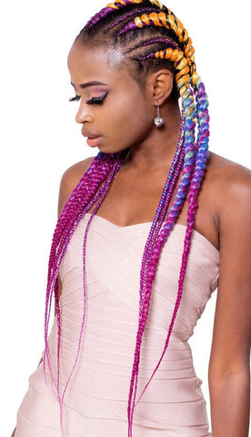 WATERFALL BRAID FREEDOM COLLECTION BY SLEEK. 3 BUNDLES. Pre-stretched. Super light, soft to touch. For braiding, twisting, feed-in & box braids.  Fast drying for longer lasting braids that are also able to be hot water styled. For natural UK black women. Available from Kinky Wigs- the best online source for natural looking wigs, weaves, ponytails, clip in extensions and crochet braids.